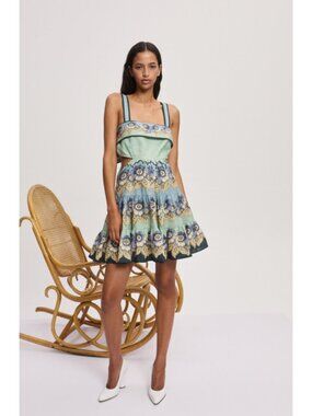 Alemais Madalena Cut Out Mini Dress in Blue